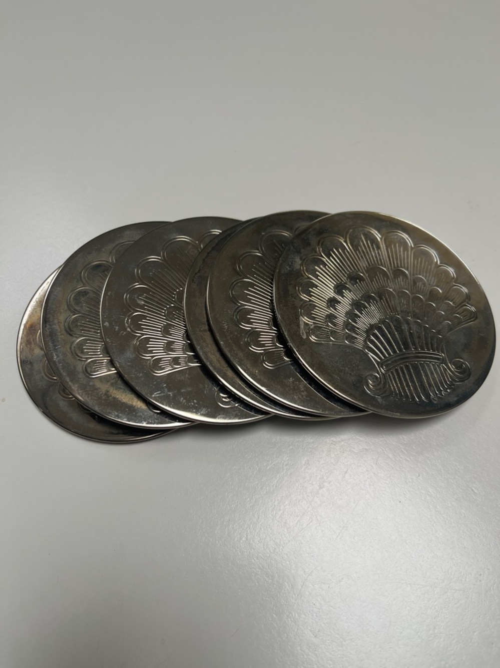 Set of 6 Silver plated Decorative Shell Coasters - Home Accents - Picture 6 of 6